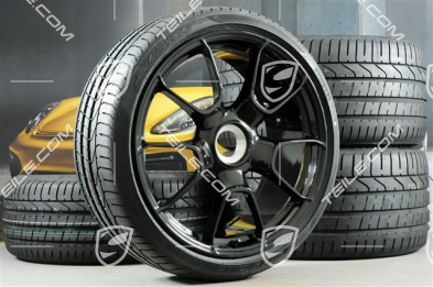 20" summer wheels set 911 Turbo S Exclusive Design, rims 11,5J x 20 ET56 + 9J x 20 ET51 + summer tyres 305/30 ZR20 + 245/35 ZR20, Black high-gloss