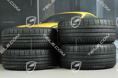20" Carrera S summer wheel set, rims 8J x 20 ET57 + 10J x 20 ET45 + NEW Pirelli summer tires 235/35 ZR20 + 265/35 ZR20, silver, with TPMS
