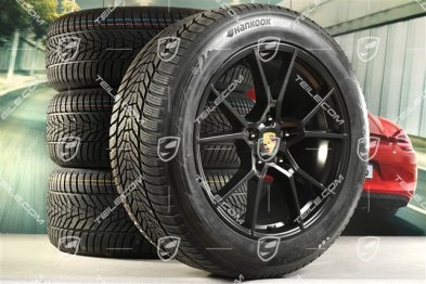 20" koła zimowe Cayenne S, komplet, felgi 9J x 20 ET50 + 10,5J x 20 ET55 + NOWE opony zimowe Hankook Winter i*eveo 3X, 255/55 R20 + 295/45 R20, z czujnikami ciśnienia, czarny satynowy półmat