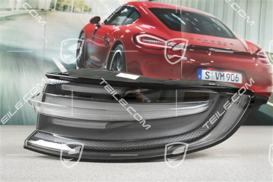 LED Rückleuchten/Heckleuchten, inkl. Leuchtenband, abgedunkelt/schwarz, Satz: links+rechts+mitte, mit „PORSCHE" Schriftzug in Silber
