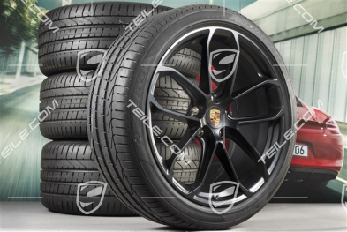 22-inch Cayenne Coupé GT summer wheel set, rims 10J x 22 ET48 + 11,5J x 22 ET52 + Pirelli P Zero summer tyres 285/35 R22 + 315/30 R22, with TPMS, black satin matt