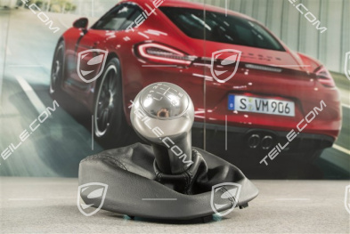 Schalthebelknopf, Schwarz Leder / Aluminium, 6-gang schaltgetriebe