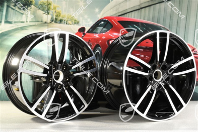 21-inch wheel rim set Cayenne Turbo, 11J x 21 ET58 + 9,5J x 21 ET46, black high gloss