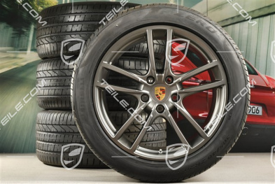 20" koła letnie Cayenne Sport, komplet, felgi 9J x 20 ET50 + 10,5J x 20 ET64 + NOWE opony letnie Pirelli 275/45 R20 + 305/40 R20, z czujnikami ciśnienia