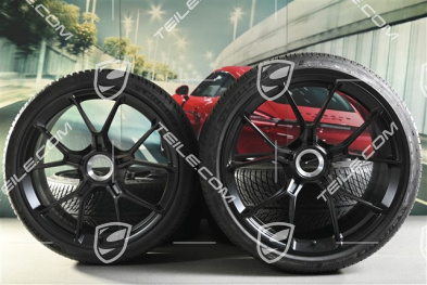 20"+21" GT3 / GT3RS winter wheels, complete set, centre-lock rims 9J x 20 ET43 + 11.5J x 21 ET46 + Michelin Pilot Alpin 5 winter tyres 245/35 R20 + 305/30 R21, satin black matt