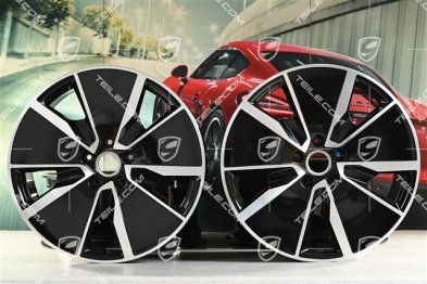21" Macan Turbo Felgensatz, 8,5J x 21 ET27 + 10,5J x 21 ET47, in Schwarz Hochglanz