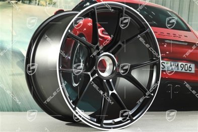20"+21" GT3 komplet felg, 9,5J x 20 ET46 + 12J x 21 ET45, czarny satynowy półmat + biały rant