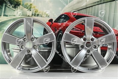 20" Komplet felg Carrera Sport, 8,5J x 20 ET57 + 10,5J x 20 ET47, Platinsilber Metallic