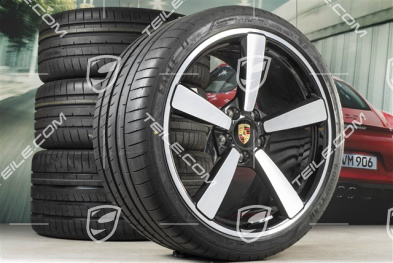 20+21-inch summer wheel set Exclusive Design, rims 8,5J x 20 ET50 + 11,5J x 21 ET67 + NEW Goodyear summer tyres 245/35 R20 + 305/30 R21, with TPM, black high gloss