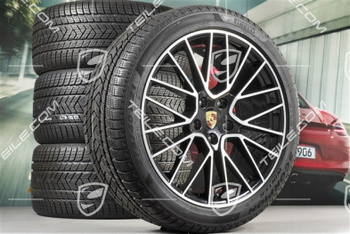 21-inch Cayenne COUPÉ RS Spyder winter wheel set, rims 9,5J x 21 ET46 + 11,0J x 21 ET49 + Pirelli winter tyres275/40 R21 + 305/35 R21, with TPMS, black satin-matt