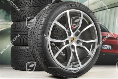 21" koła zimowe Cayenne Exclusive Design, komplet, felgi 9,5J x 21 ET46 + 11,0J x 21 ET58 + NOWE opony zimowe Michelin Pilot Alpin 5 275/40 R21 + 305/35 R21, z czujnikami ciśnienia
