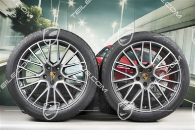 21-inch Cayenne RS Spyder summer wheel set, rims 9,5J x 21 ET46 + 11,0J x 21 ET58 + Bridgestone Dueler H/P Sport summer tyres 285/40 R21 + 315/35 R21, with TPMS,