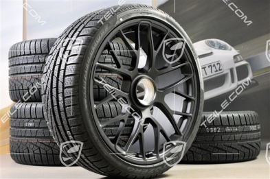 20" Turbo S central locking winter wheel set for Turbo S / GTS, wheels 8,5J x 20 ET51 + 11J x 20 ET59 + NEW Pirelli Sottozero II winter wheels 245/35 R20+295/30 R20, TPMS, black satin mat