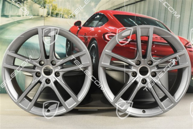 21-inch wheel rim set Cayenne Turbo Design, 11J x 21 ET58 + 9,5J x 21 ET46, Vesuvgrau