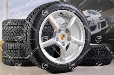 18" Boxster koła zimowe komplet, 8J x 18 ET57 + 9J x 18 ET47 + NOWE opony zimowe Dunlop 235/45 R18 + 265/45 R18, bez czujników ciśnienia RDK