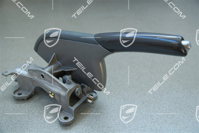 Handbremshebel komplett, Carbon, schwarzes Leder