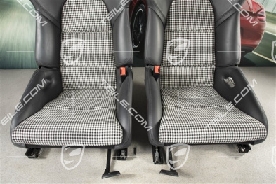 Sportschalensitze, klappbar, Heizung, Leder+Pepita Stoff, schwarz, Satz, L+R