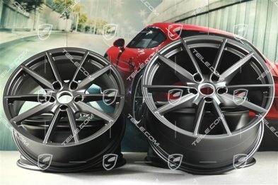 20+21-inch wheel rim set Carrera S, rims: front 8,5J x 20 ET53 + rear 11,5J x 21 ET67, platinum satin matt