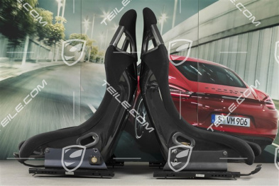 Fotele kubełkowe, czarny welur, z herbem Porsche, L+R