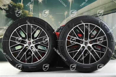 20" Macan S Winterräder Satz, Felgen 7,5J x 20 ET32 + 10J x 20 ET49 + NEUE Michelin Winterreifen 235/55 R20 + 285/45 R20, in Schwarz Hochglanz