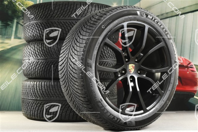 21" Cayenne Exclusive Design Winterräder Satz, Felgen 9,5J x 21 ET46 + 11,0J x 21 ET58 + Michelin Winterreifen 285/45 R21 + 305/40 R21, mit RDK-Sensoren, Schwarz-Seidenmatt