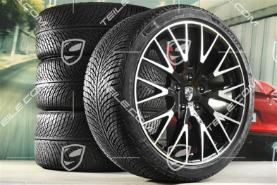 21" Panamera Exclusive Design Koła zimowe, komplet, felgi 9,5J x 21 ET71 + 10,5J x 21 ET71 + opony zimowe Michelin Pilot Alpin 5 275/35 R21 + 315/30 R21, czarny wysoki połysk