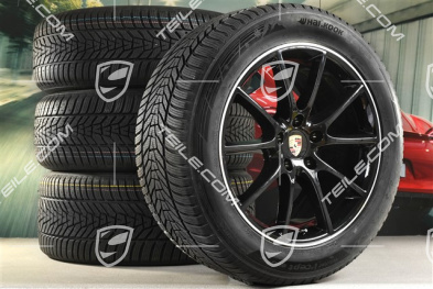 20-inch Cayenne Design winter wheel set, rims 9J x 20 ET50 + 10,5J x 20 ET55 + Hankook winter tyres 255/55 R20 + 295/45 R20, with TPMS, black high gloss