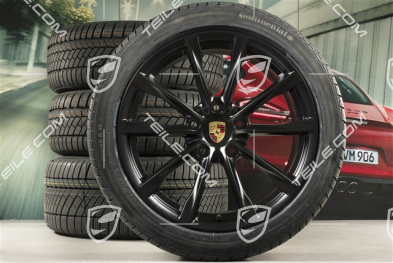 19-inch Boxster S winter wheels set, rims 8J x 19 ET57 + 10J x 19 ET45 + Continental WinterContact TS 830P winter tires 235/40 R19 +265/40 R19, black satin matt