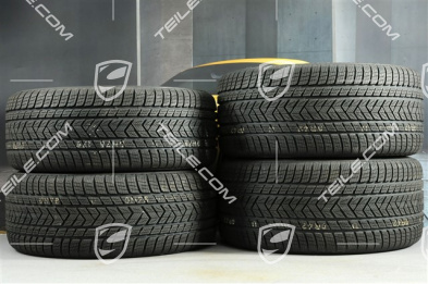 21" koła zimowe Cayenne RS Spyder, komplet, felgi 9,5J x 21 ET46 + 11,0J x 21 ET58 + NOWE opony zimowe Pirelli 275/40 R21 + 305/35 R21, z czujnikami ciśnienia, czarny wysoki połysk