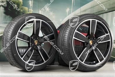 22" Koła letnie Sport Classic, komplet, felgi 10J x 22 ET48 + 11,5J x 22 ET61 + opony letnie Pirelli 285/35 ZR22 + 315/30 ZR22, czarny perłowy metalik / Jet Black Metallic, z czujnikami ciśnienia