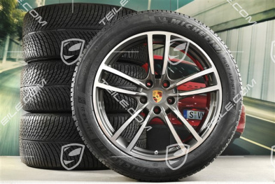 21" Cayenne Turbo Design Winterräder Satz, Felgen 9,5J x 21 ET46 + 11,0J x 21 ET49+ Michelin Winterreifen 285/45 R21 + 305/40 R21, mit RDK-Sensoren, Titan