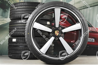 20+21-inch summer wheel set Exclusive Design, rims 8,5J x 20 ET50 + 11,5J x 21 ET67 + NEW Goodyear summer tyres 245/35 R20 + 305/30 R21, with TPM, black high gloss