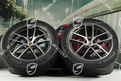 20-inch "Macan S" winter wheels set, rims 9J x 20 ET26 + 10J x 20 ET19 + NEW Michelin winter tyres 265/45 R 20 + 295/40 R 20, titanium dark/burnished, with TPMS