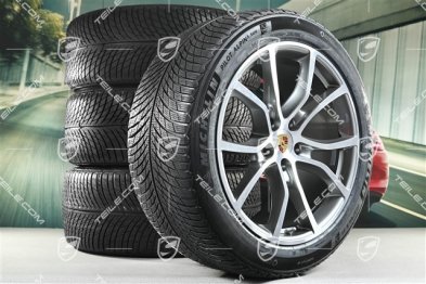 21" Cayenne Exclusive Design Winterräder Satz, Felgen 9,5J x 21 ET46 + 11,0J x 21 ET49 + Michelin Pilot Alpin 5 SUV Winterreifen 285/45 R21 + 305/40 R21, mit RDK-Sensoren