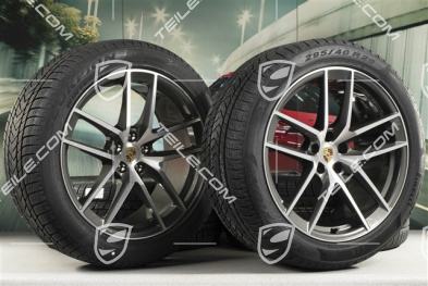 20-inch "Macan S" winter wheels set, rims 9J x 20 ET26 + 10J x 20 ET19 + NEW Pirelli winter tyres 265/45 R 20 + 295/40 R 20, titanium dark/burnished, with TPMS