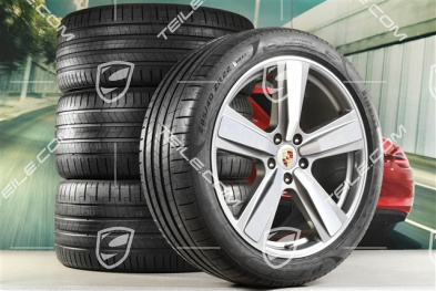 22" Sommerräder Cayenne Exclusive Design Sport, Felgen 10J x 22 ET48 +11,5J x 22 ET61 + Pirelli Sommerreifen 285/40 R22 + 315/35 R22, in Platinsilber