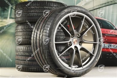20" Komplet kół letnich Carrera S III, felgi 8,5J x 20 ET51 + 11J x 20 ET52 + NOWE opony letnie Pirelli 245/35 ZR20 + 305/30 ZR20, bez czujników RDK, platinum satynowy półmat