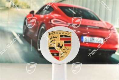 Hub cap, concave, coloured crest, GT Silver